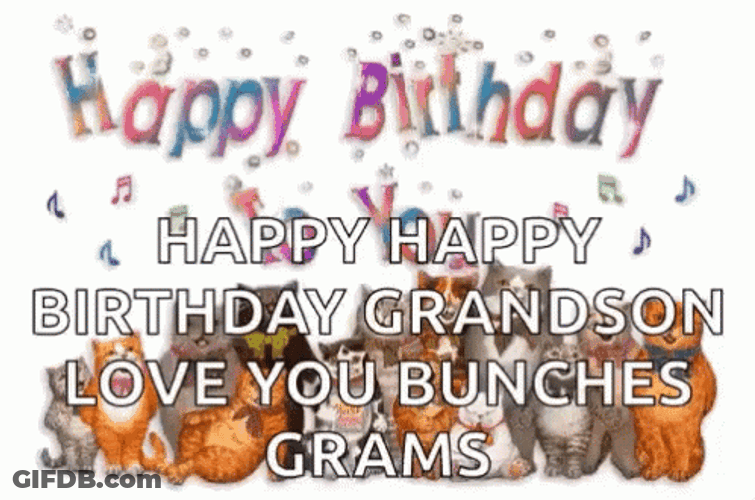 Happy Birthday Grandson Party Animals GIF