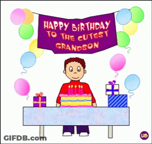 Happy Birthday Grandson Party Design GIF