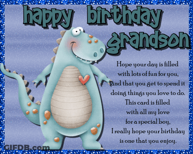 Happy Birthday Grandson With Cute Dinosaur GIF