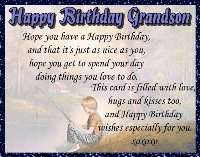 Happy Birthday Grandson With Lovely Message GIF