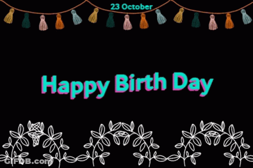 Happy Birthday Greeting Card Black Background GIF