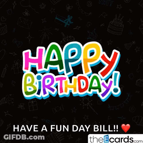 Happy Birthday Greeting Card Black Background GIF