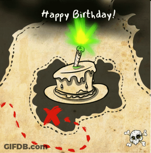 Happy Birthday Greeting Card With Cake And Candle GIF