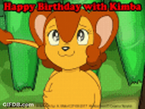 Happy Birthday Greeting Card With Cartoon Character GIF
