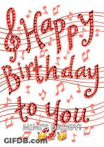 Happy Birthday Greeting Card With Green Music Notes GIF
