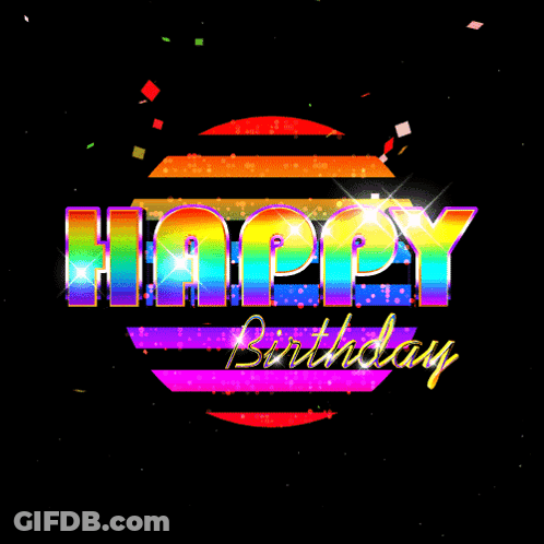 Happy Birthday Greeting Card With Rainbow Circle GIF