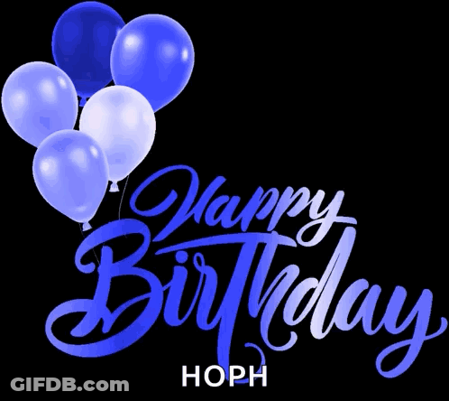 Happy Birthday Greeting Card With Red Balloons And Hoph GIF