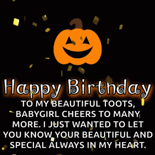 Happy Birthday Halloween Baby Pumpkin Confetti Wish GIF