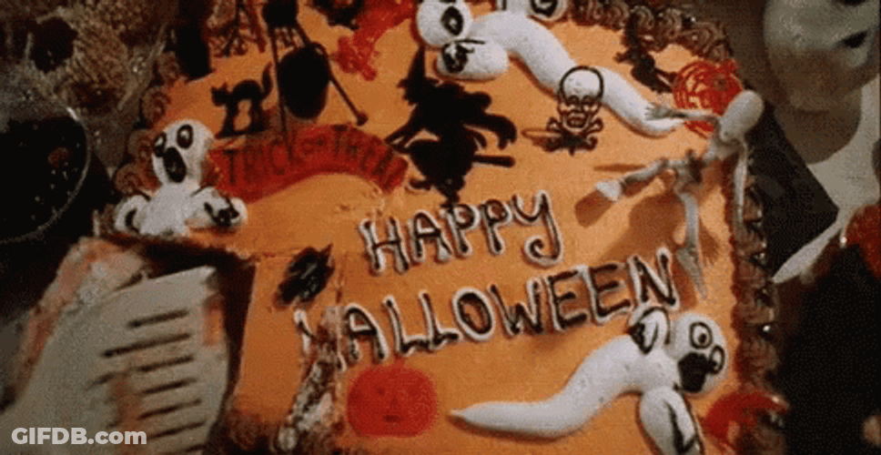 Happy Birthday Halloween Cake Party Celebration GIF