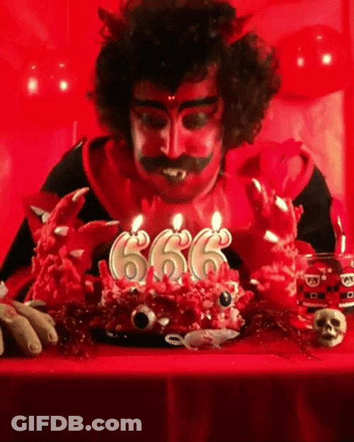 Happy Birthday Halloween Evil Satan Cake GIF