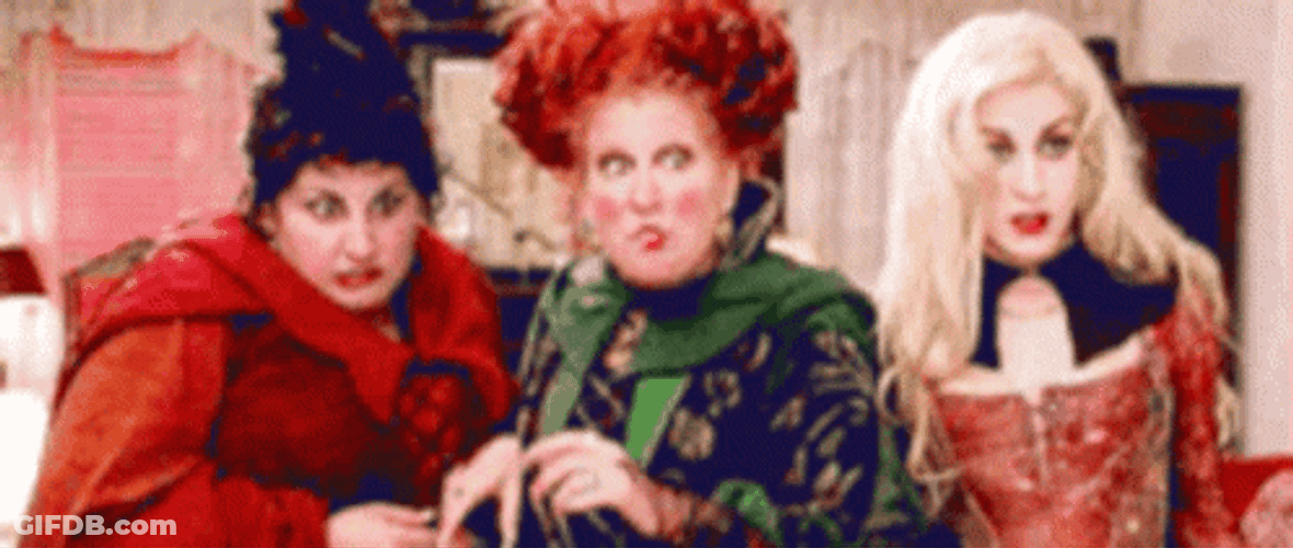 Happy Birthday Halloween Hocus Pocus Witches Shocked GIF