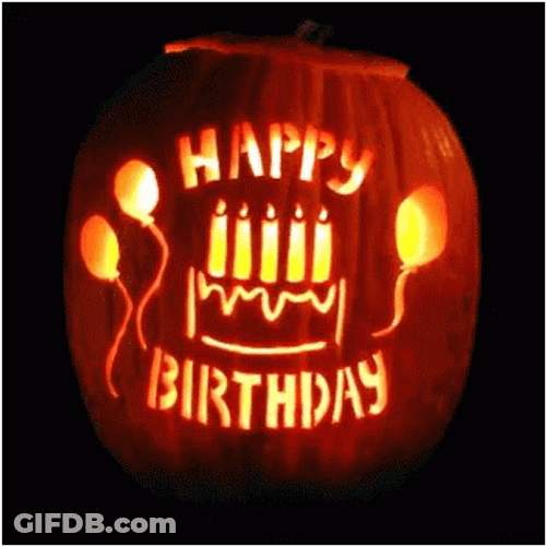 Happy Birthday Halloween Pumpkin Greeting Carving GIF