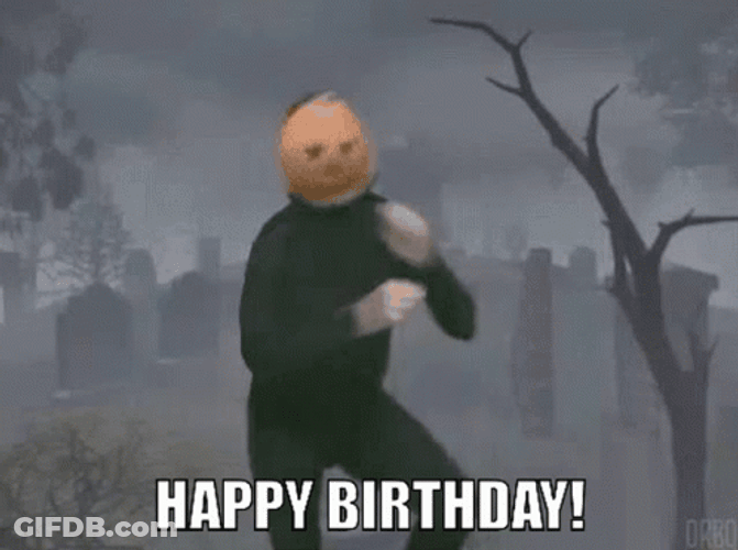 Happy Birthday Halloween Pumpkin Head Dance GIF