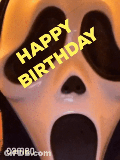 Happy Birthday Halloween Scream Movie Mask Glitch GIF