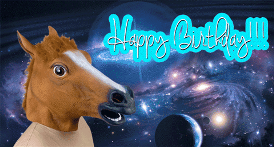 Happy Birthday Horse Face Mask Galaxy GIF
