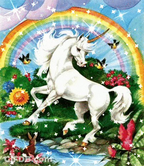 Happy Birthday Horse Unicorn Rainbow Glittering GIF