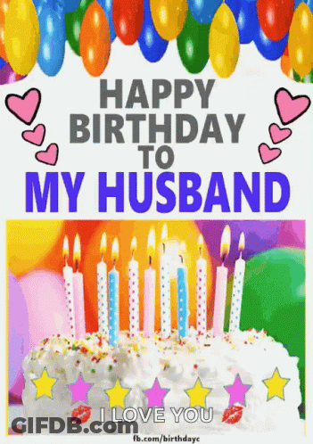 Happy Birthday I Love You Husband Cake Candles GIF