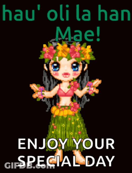 Happy Birthday In Hawaiian Girl Dancing GIF