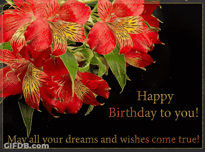 Happy Birthday In Hawaiian Red Lilium GIF