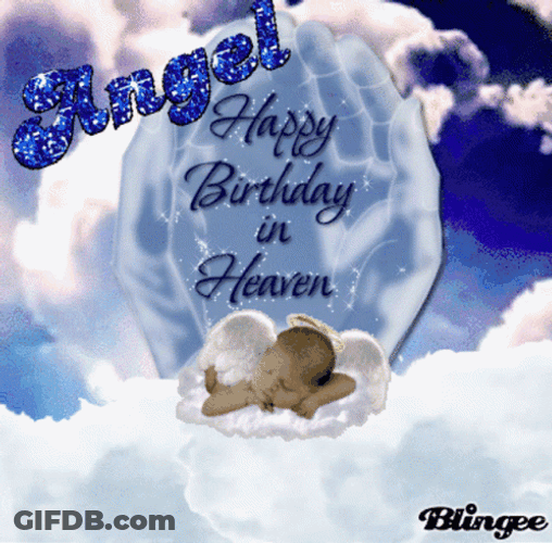 Happy Birthday In Heaven Angel And Clouds GIF