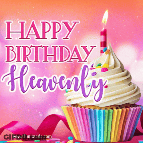 Happy Birthday In Heaven Cupcake With Candle GIF