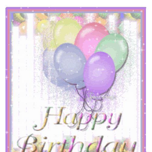 Happy Birthday In Heaven Pastel Balloons And Glitters GIF