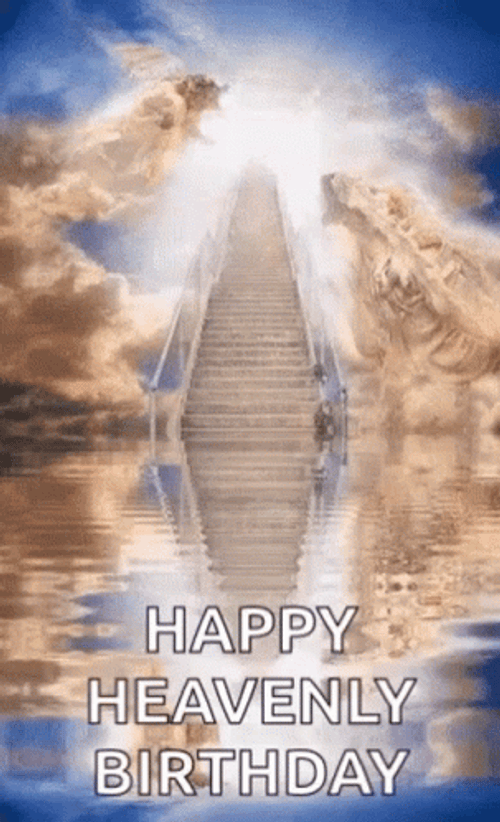 Happy Birthday In Heaven Stairway Water Reflection GIF