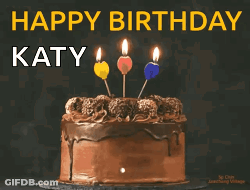 Happy Birthday Katy Chocolate Cake GIF