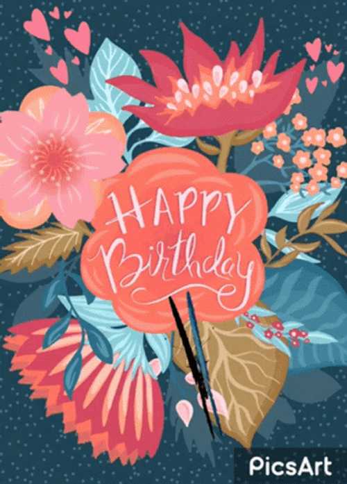 Happy Birthday Lady Flower Butterfly GIF