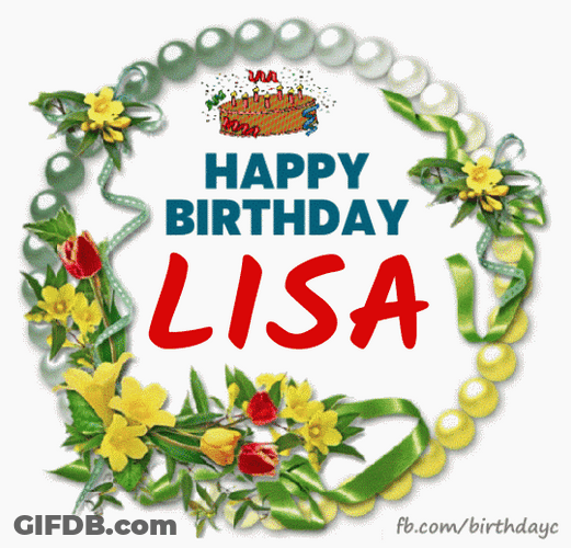 Happy Birthday Lisa Moving Text GIF