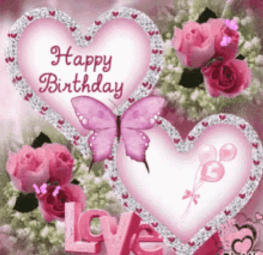 Happy Birthday Love Two Hearts GIF