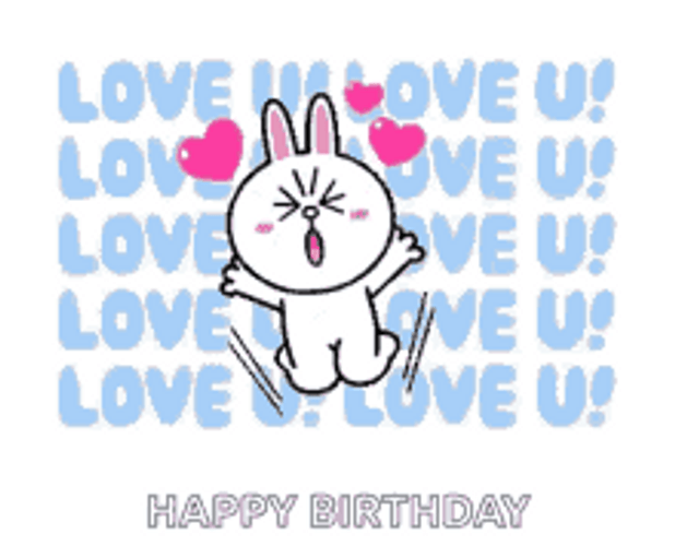 Happy Birthday Love You Excited Bunny GIF
