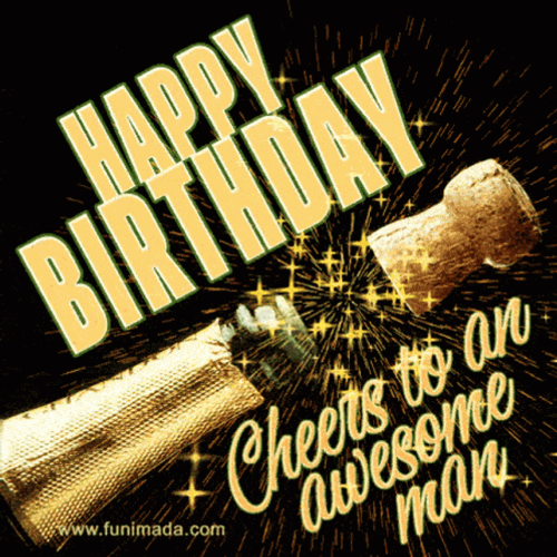Happy Birthday Man Awesome Gold Stars Sparkle GIF