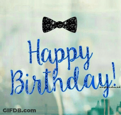 Happy Birthday Man Blue Glittering Text GIF