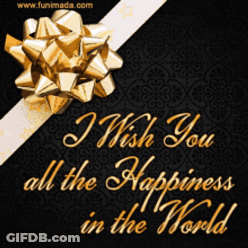 Happy Birthday Man Gold Ribbon Switching Card GIF