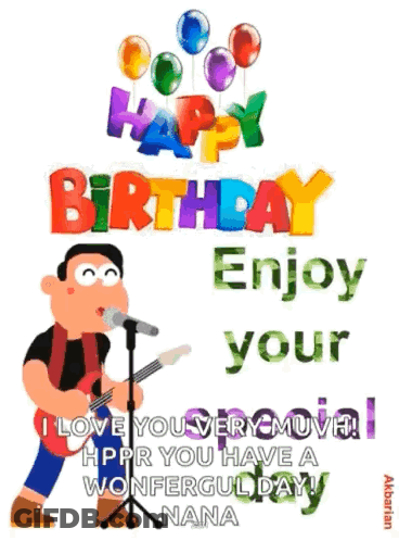 Happy Birthday Man Playing Guitar Singing GIF