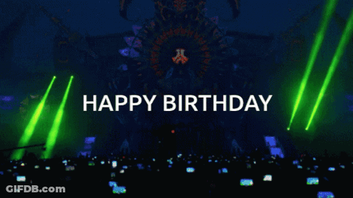 Happy Birthday Message In Front Of Crowd GIF