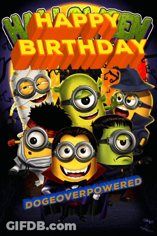 Happy Birthday Minions In Halloween Costumes GIF