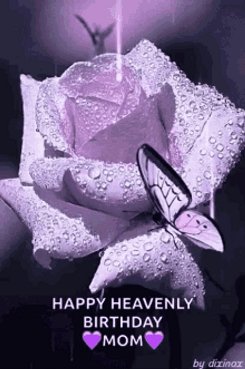 Happy Birthday Mom In Heaven Purple Rose GIF