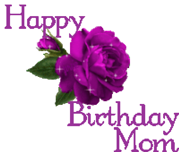 Happy Birthday Mom Sparkling Violet Flower GIF
