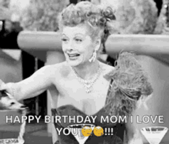 Happy Birthday Mom Spilling Wine Vintage Scene GIF