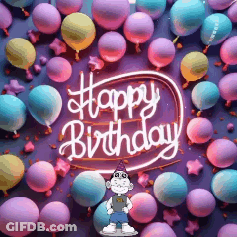 Happy Birthday Monkey And Balloons GIF