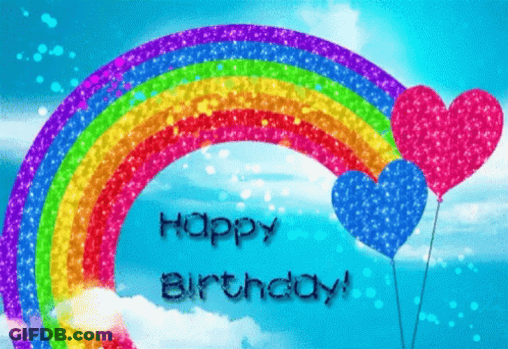 Happy Birthday Moving Rainbow GIF