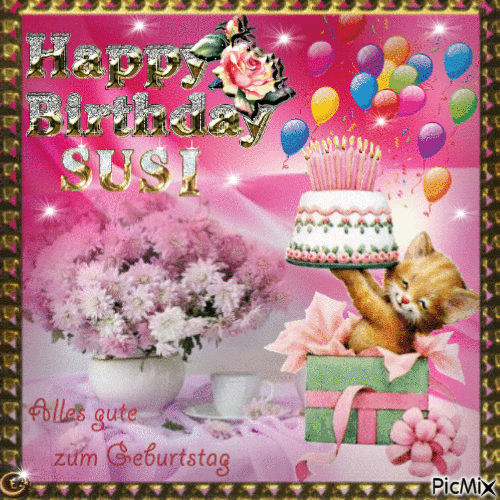 Happy Birthday My Friend Cat Holding Cake GIF