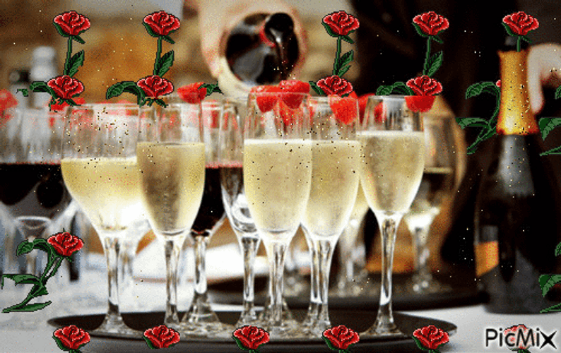 Happy Birthday My Friend Champagne GIF