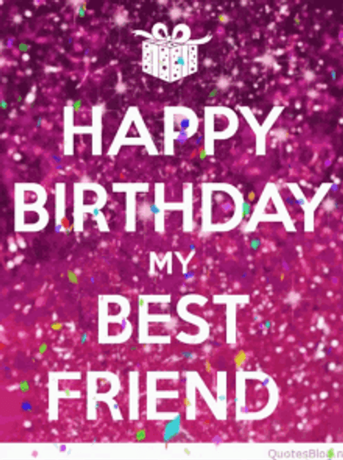 Happy Birthday My Friend Pink Glitter GIF