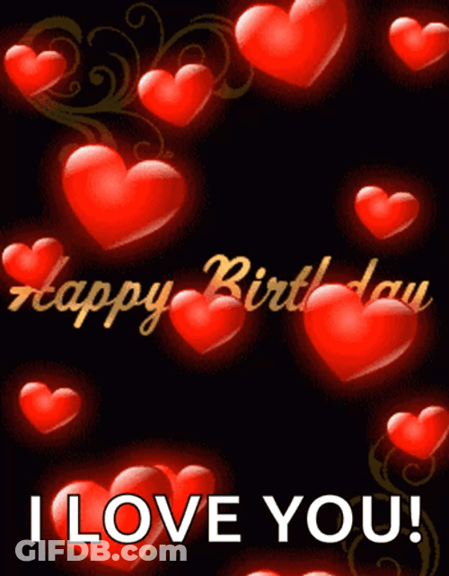 Happy Birthday My Love Falling Hearts GIF