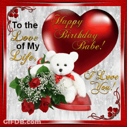 Happy Birthday My Love Glittery Heart GIF
