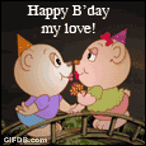 Happy Birthday My Love Kissing Pig Couple GIF