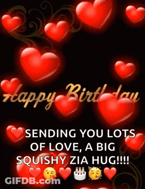 Happy Birthday My Love Raining Hearts GIF
